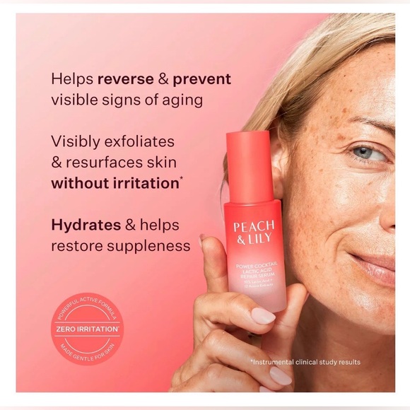 NEW Peach & Lily Power Cocktail Lactic Acid Repair Serum Skincare Face Neck - Picture 2 of 8